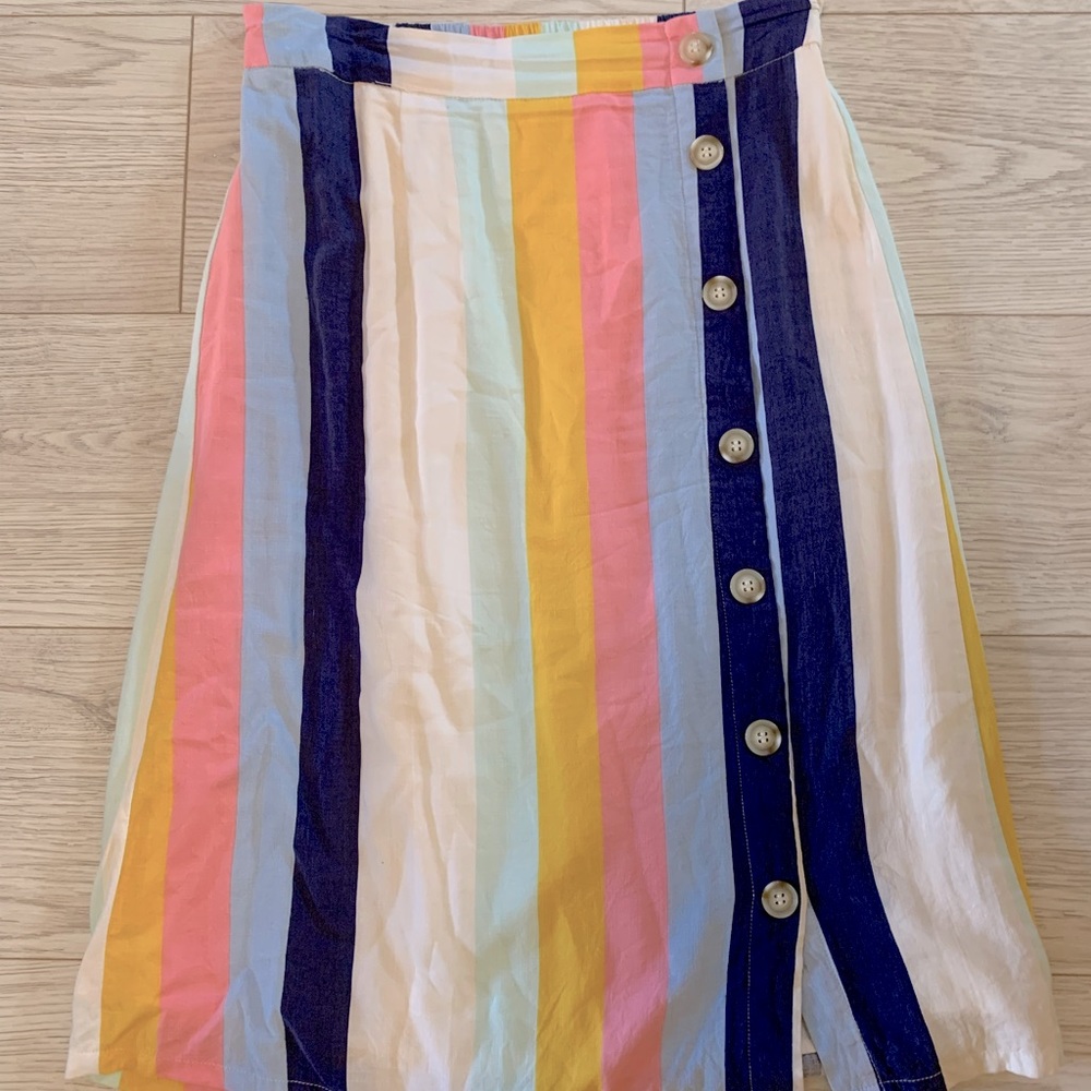 Elodie -  Stripped Lined Cotton Skirt